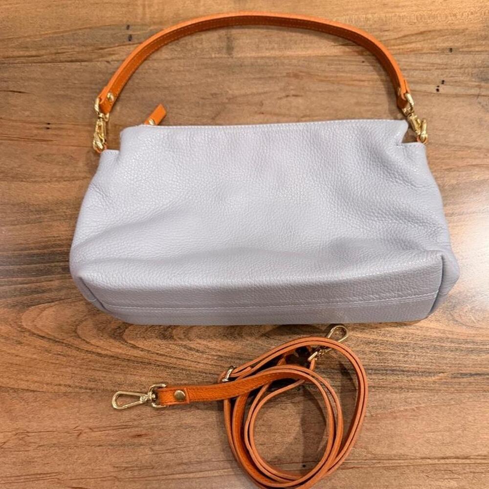 Valentina Italy Periwinkle Blue Pebbled Leather Shoulder Crossbody Bag